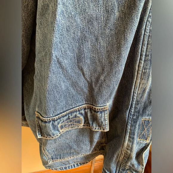 Vintage L.A. Blues Oversized Denim Jacket W/Hood Size 30/32w 90’s barn utility - Picture 3 of 12